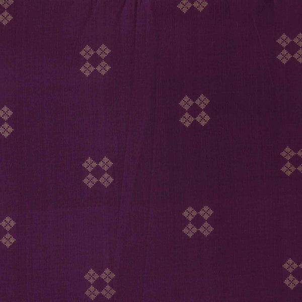 Pure Cotton Purple With Cream Motif Hand Woven Fabric