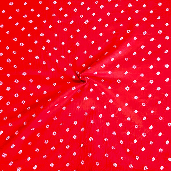 Pure Cotton Red With White Bandhani Hand Block Print Fabric