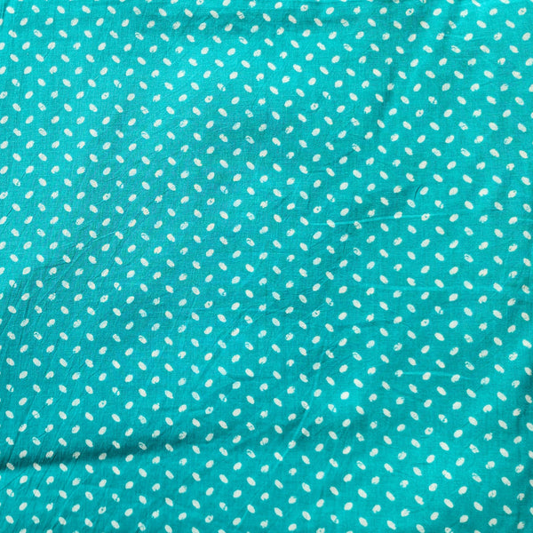 Pure Cotton Screen Print Blue With White Dots Fabric