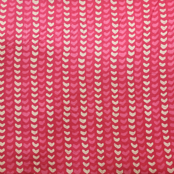 Pure Cotton Screen Print Fabric Pink With White Arrow Border Design Print Fabric