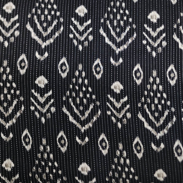 Pure Cotton Kaatha Dobi  Black With White Intricate Design Fabric