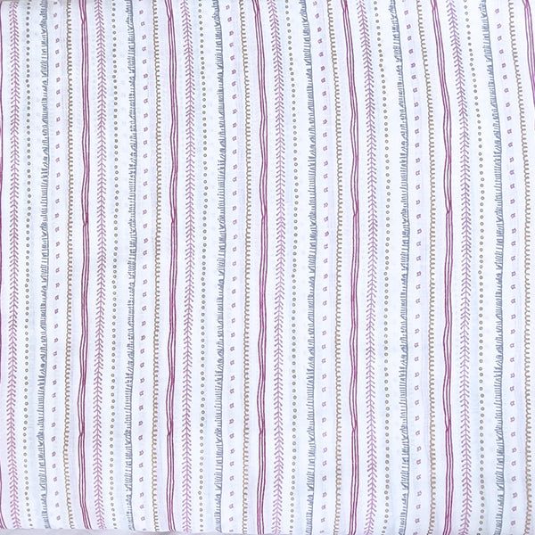 Pure Cotton Screen Print White With Golden And Pink Border Intricate Design Fabric