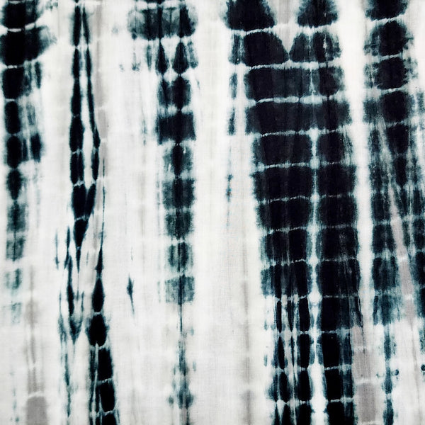 PRE CUT (0.80Meter  )Pure Cotton Shibori Black Tie And Dye Fabric