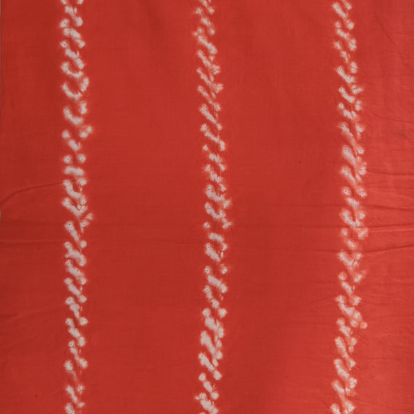 ( Pre-Cut 2 Meter ) Pure Cotton Shibori Orange With White Lines Tie And Dye Hand Dyed Fabric