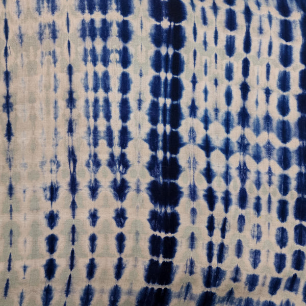 Pure Cotton Shibori Tie And Dye Grey And Blue Fabric