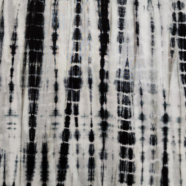 Pure Cotton Shibori Tie And Dye White And Black  Fabric