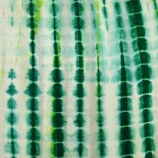 Pure Cotton Shibori Tie And Dye White And Dark Green Fabric