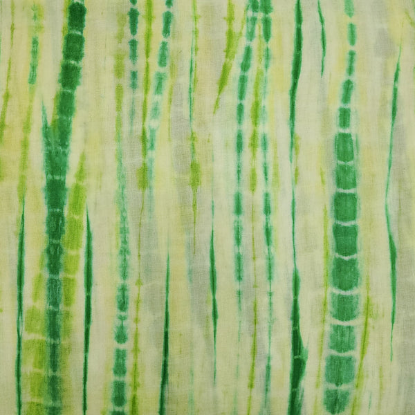 Pure Cotton Shibori Tie And Dye White And Fern Green Fabric