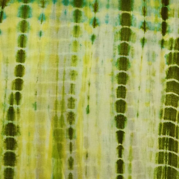 Pure Cotton Shibori Tie And Dye White And Olive Green  Fabric