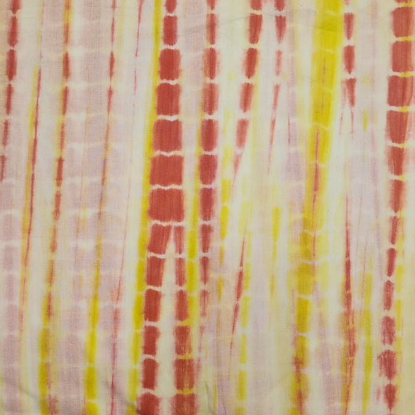 Pure Cotton Shibori Tie And Dye White Rust Orange And Yellow Mix Fabric