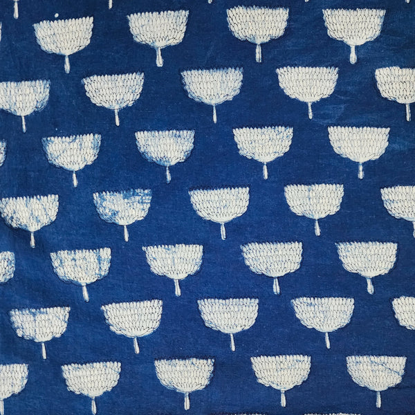 Pure Cotton Special Akola  Indigo Wild Flower Jaal Hand Block Print Fabric