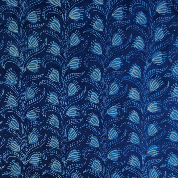 Pre-cut 1.5 meter Pure Cotton Special Akola Indigo With Creeper Hand Block Print Fabric