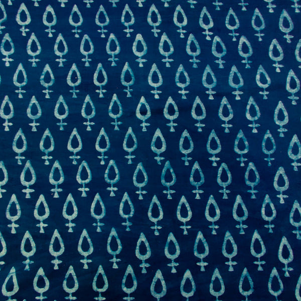 Pre-cut 1.95  meter Pure Cotton Special Akola Indigo With Small Motif Hand Block Print Fabric