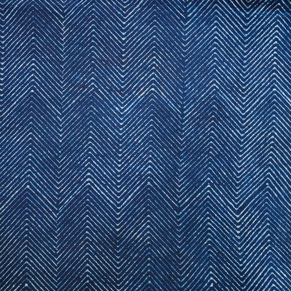 Pure Cotton Special Akola  Indigo Zig-Zag Stripes Hand Block Print Fabric