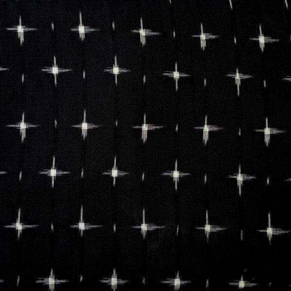 Pure Cotton Special Double Ikkat Black With White Twinkling Star Weaves Woven Fabric