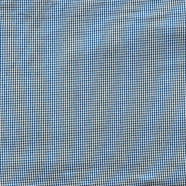 Pure Cotton Special Double Ikkat Blue And White Tiny Checks Woven Fabric