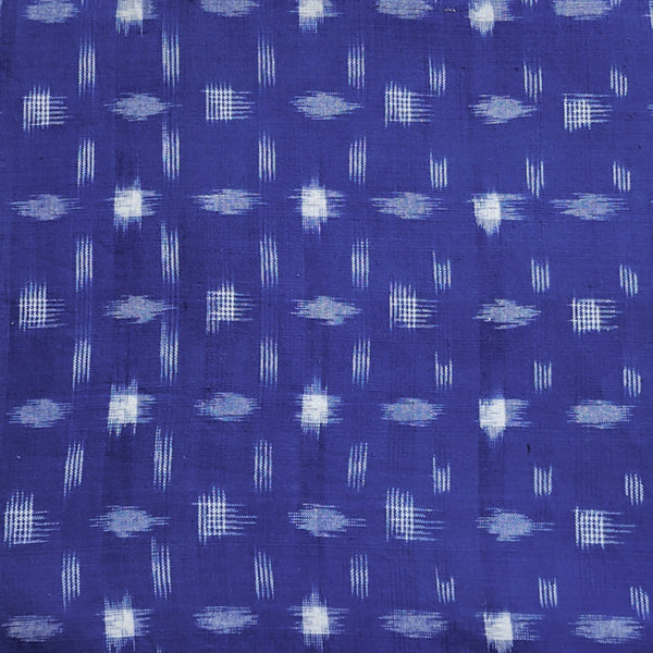 Pure Cotton Special Double Ikkat Blue With White Design Woven Fabric