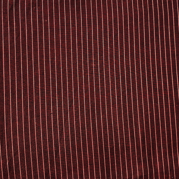 Pure Cotton Special Double Ikkat Brown Stripes Woven Fabric