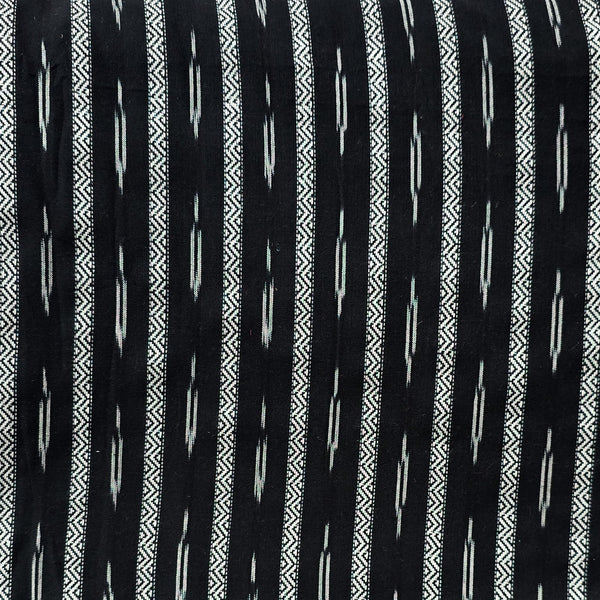 Pure Cotton Special Ikkat Black With White Border Woven Fabric