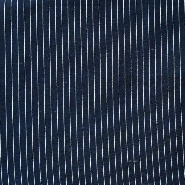 Pure Cotton Special Ikkat Navy Blue Stripes Woven Fabric