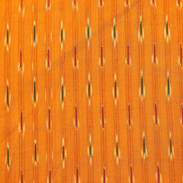 Pure Cotton Special Ikkat Orange With Green And Red Border Woven Fabric