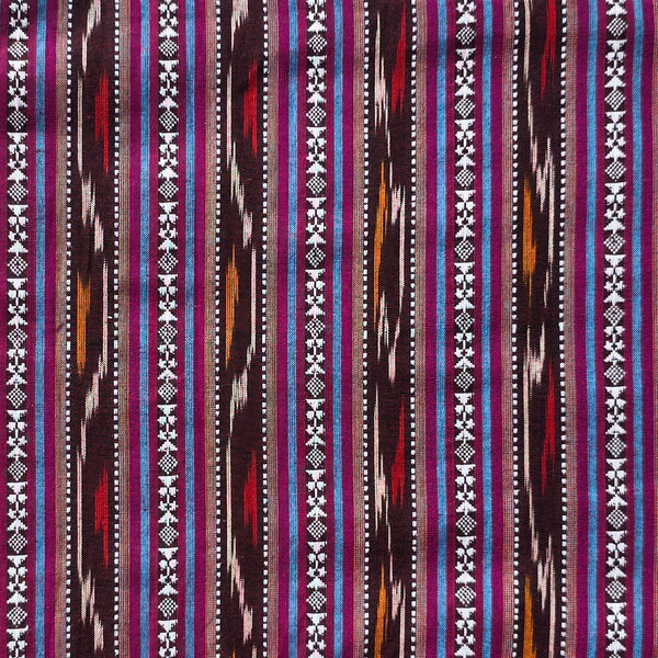 Pure Cotton Special Ikkat Purple With Maroon Border Woven Fabric