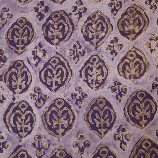 Pure Cotton Vanaspati Purple Intricate Design Hand Block Print Fabric