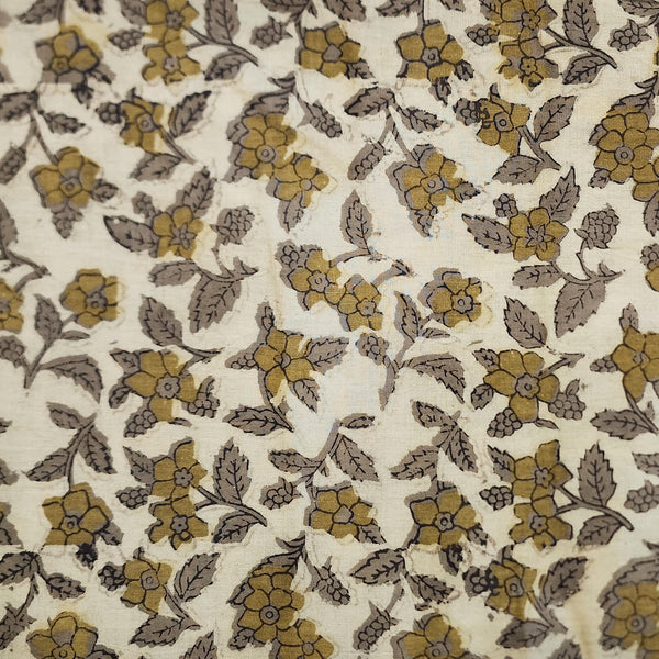 Pure Cotton Vanaspati Sandy Brown With Small Flower Jaal Hand Block Print Fabric