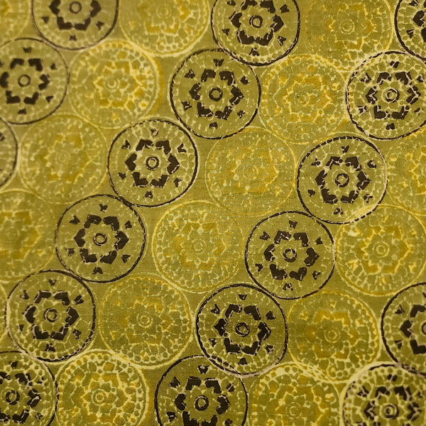 Pure Cotton Vanaspati Sandy Brown Chakra All Over Hand Block Print Fabric