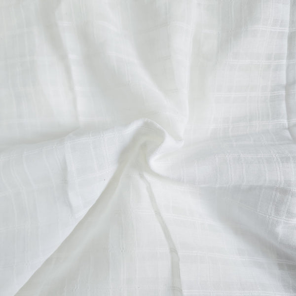 ( Width 60 Inches )Pure Cotton Mul White Fabric With Self Design Stripes Hand Woven Fabric