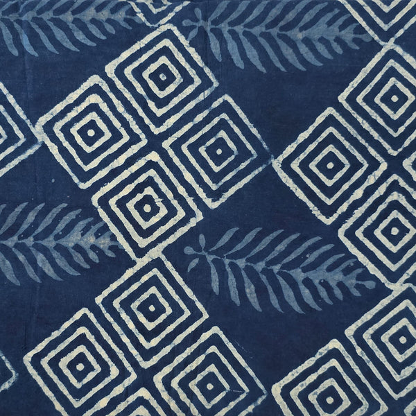 Pure Cotton indigo With Geometrical Design Hand Block Print Fabric