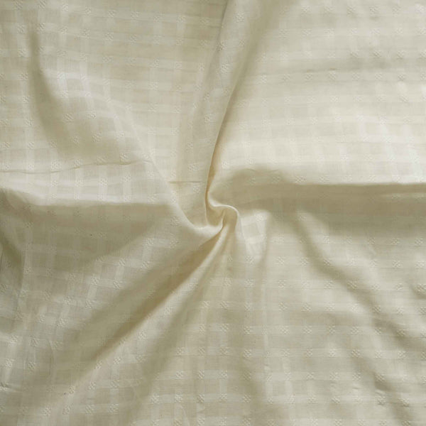 ( Pre-Cut 2.30 Meter ) Pure Mul Cotton Handloom Fabric With Self Checks