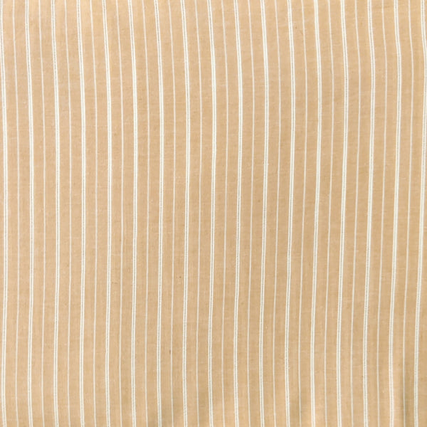 ( Pre-Cut 2.25 Meter ) Pure South Cotton Handloom Beige With Cream Leno Weaves Woven Fabric