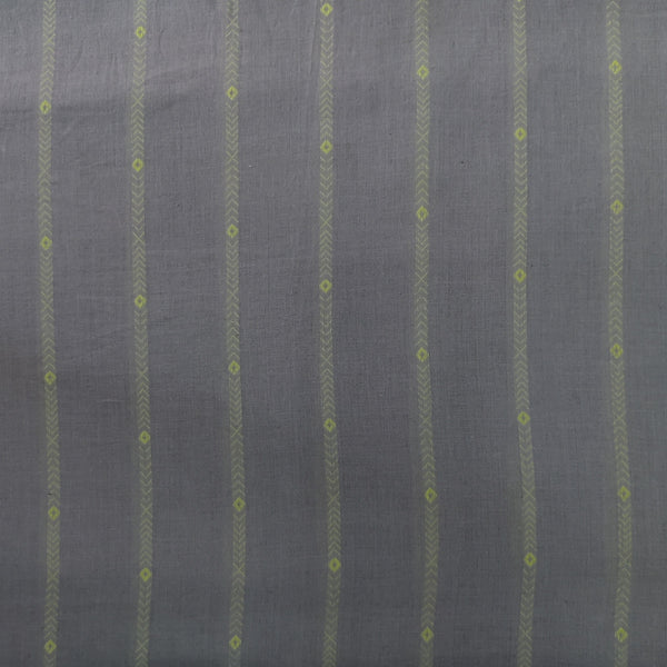 ( Pre-Cut 1.85 Meter ) Pure South Cotton Handloom Grey With Florescent Stripes Fabric