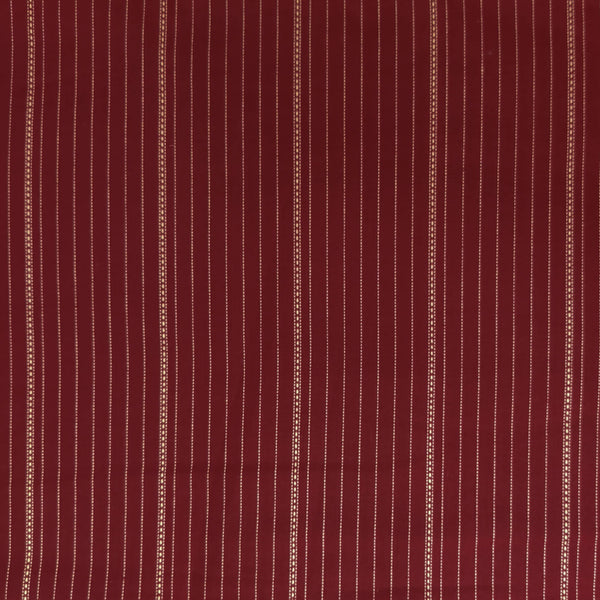 ( Pre-Cut 2 Meter ) Pure South Cotton Handloom Maroon With Beige Woven Pattern Fabric