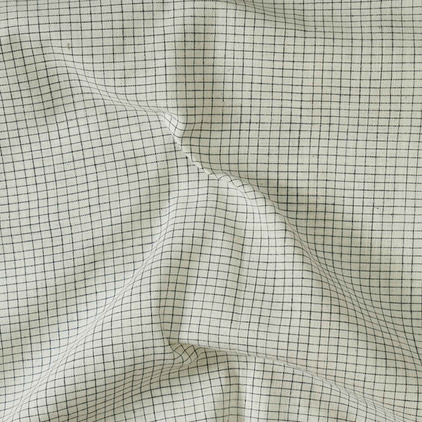 Pure South Cotton Handloom White With Black Small Checks Hand Woven Fabric