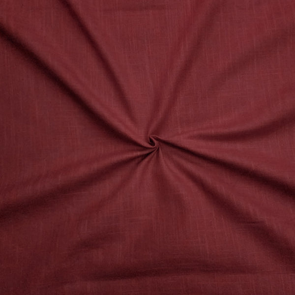 Slub Cotton Plain Maroon Hand Woven Fabric