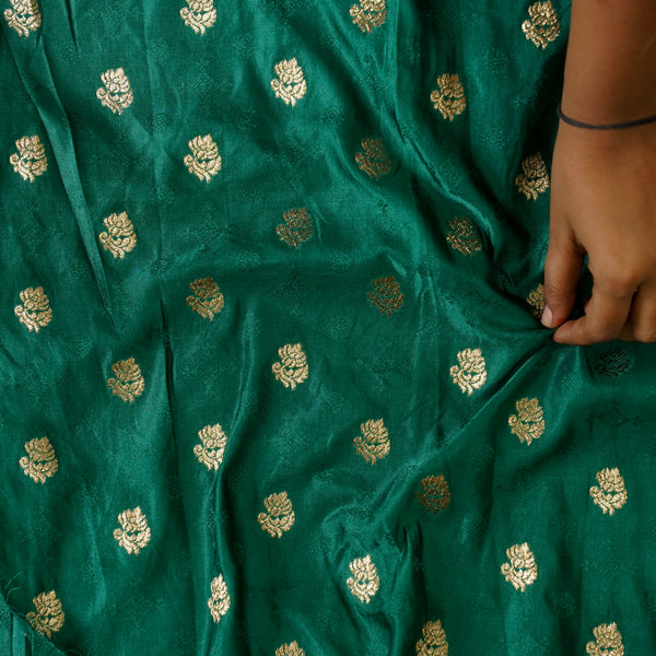 Soft Banarasi Green With Golden Zari Gaji Butti Fabric