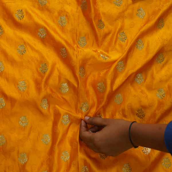 Soft Banarasi Yellow With Golden Zari Gaji Butti Fabric