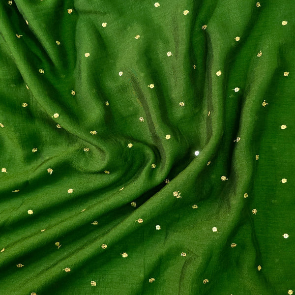 Soft Semi Silk Sequence Green  Fabric