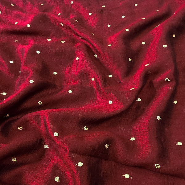 Soft Semi Silk Sequence Maroon Fabric