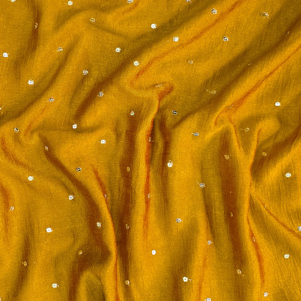 Soft Semi Silk Sequence Mustard Fabric