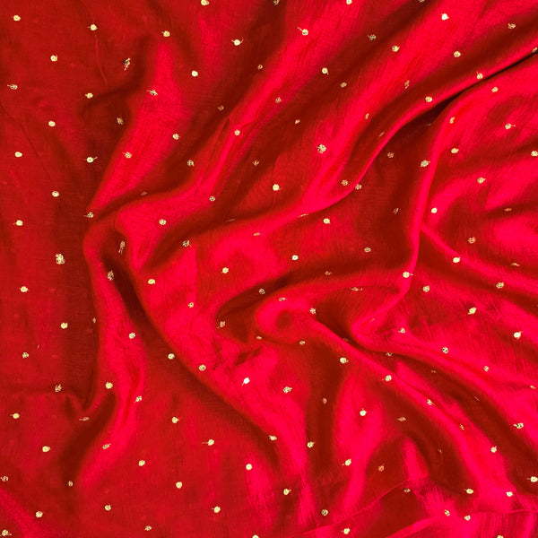 Soft Semi Silk Sequence Red Fabric