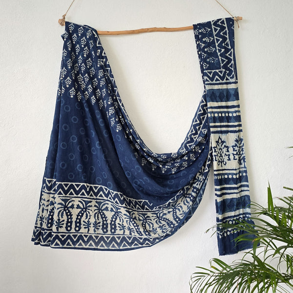 TARA-Pure Cotton Indigo Intricate Design Saree