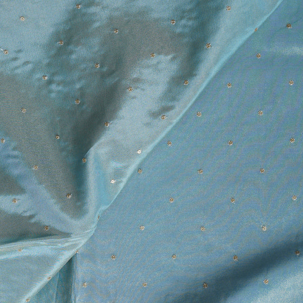 Tissue Blue With Tiny Sequincs Flower Fabric