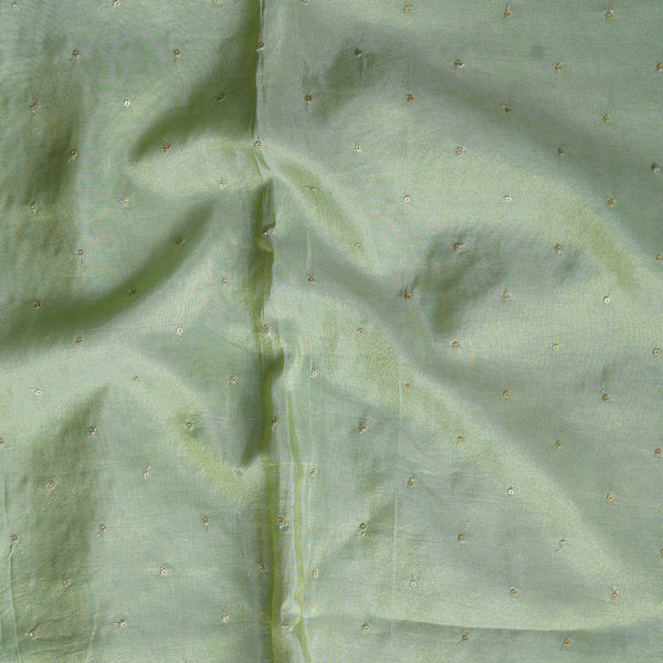 Tissue Green With Tiny Sequincs Flower Fabric