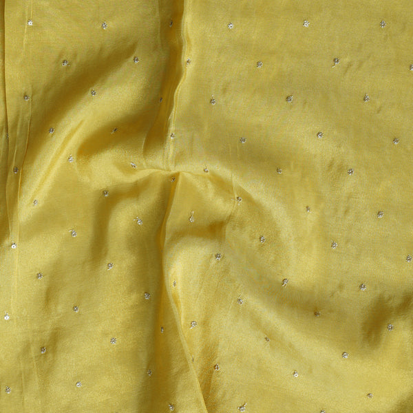 Tissue Lemon Yellow With Tiny Sequincs Flower Fabric