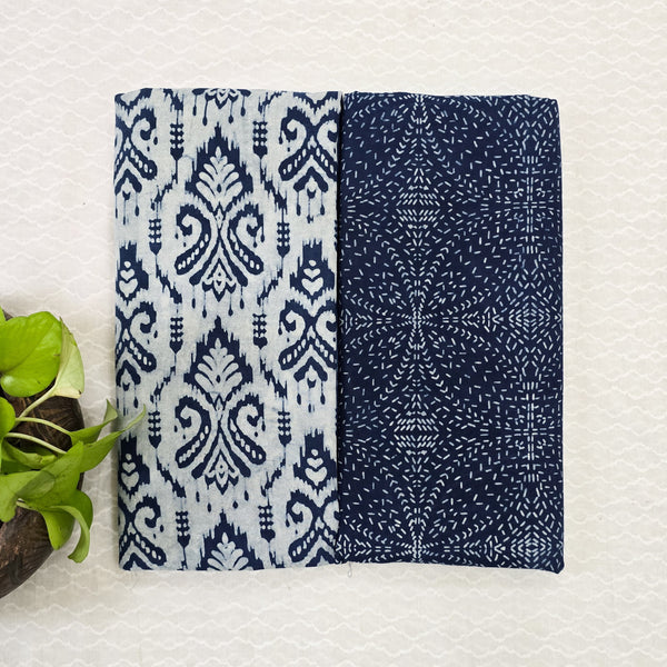 Top Bottom Combo Pure Cotton Indigo Top And Bottom Fabric (2.5 Meters Each)