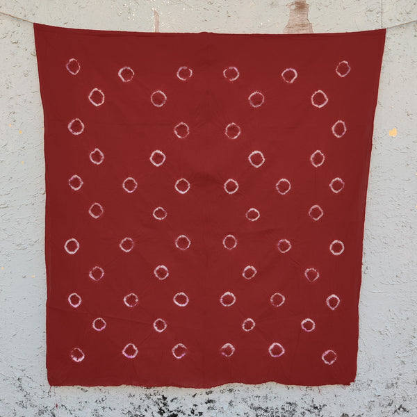 ( Precut 2.45 Meter ) Pure Cotton Leno Bandani Maroon And White Tie And Dye  Fabric