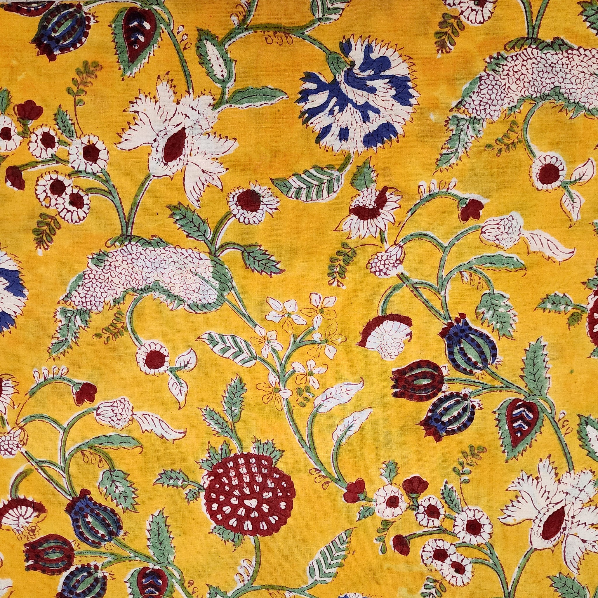 Orange Floral Batik Ikat Print Jaipur online Hand Block Print fabric , 100% Cotton fabric